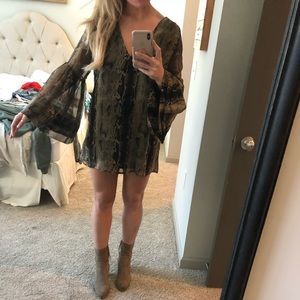 Show Me Your Mumu Snake Skin Bell Sleeve Dress
